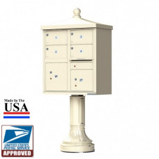 4 Large Tenant Door Traditional Decorative Style Mailbox (Pedestal Included) - Type 5 - 1570-4T5AF-DT