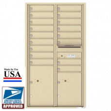 17 Tenant Doors with 2 Parcel Lockers and Outgoing Mail Compartment - 4C Wall Mount 15-High Mailboxes - 4C15D-17