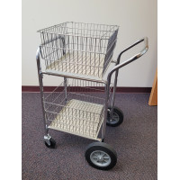 Compact Dual Handle Wire File Basket Cart 