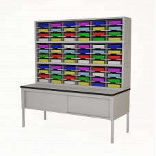 72"W, Triple Mail Sorter with Lower Table Complete! 72 Pockets, your choice of Letter or Legal Depths