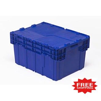 Blue Courier Tote With Built-In Lid