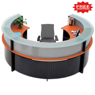  Semi Circle Glass Top Reception Desk - FREE FREIGHT