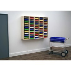 Custom Mail Room Furniture - 62"W Attractive Wood Sorter / Organizer shown in Light Oak