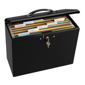 Mail Room Supplies - Locking Steel Security File Box/Briefcase - Black