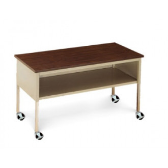 60"W x 36"D Standard Adjustable Height Table with Lower Shelf and Casters