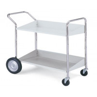 Mail Room and Office Carts Long, Two Shelf Mobile Bin Mail Distribution Cart