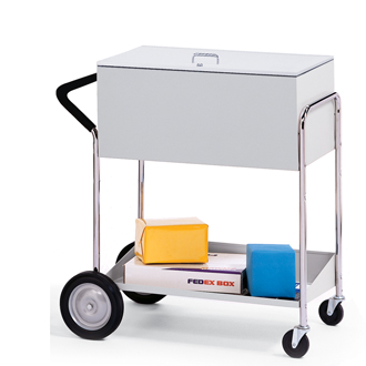 Medium Metal Mail Distribution Cart with 10" Rear Tires and Locking Top