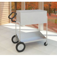 Medium Metal Mail Cart with 10" Rear Tires, Locking Top, and Cushioned Ergo Handle