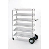 Mail Room, Warehouse and Office Carts Super Capacity Movable Bin Mail Distribution Cart with Grey Shelves