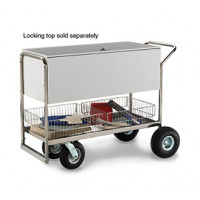 Charnstrom Mail and Office Carts Long Solid Metal Mail Distribution Cart with 8" Casters and 10" Rear Tires