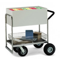 Medium Solid Metal Mail Distribution and File Cart with Cushion Grip Handle.