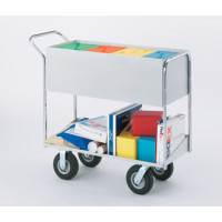 Long Solid Metal Mail Distribution Cart with 8" Tires