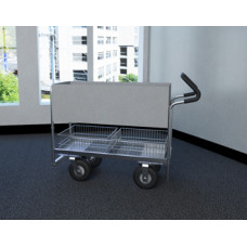 Long Solid Metal Mail Delivery and File Cart with 8" Tires and Easy Push Handle