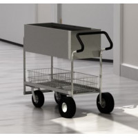 Long Solid Metal Mail Cart with Ergonomic Handle
