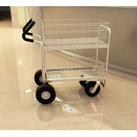 Medium Wire Basket Mail Delivery Cart with Easy Push Handle and Caster Options