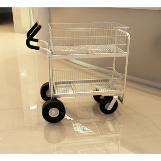 Medium Wire Basket Mail Cart with Ergonomic Handle