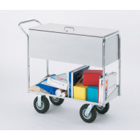Long Solid Metal Mail and File Cart with Locking top and 8" Tires
