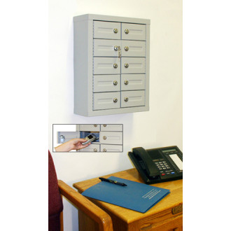 5-1/2"W x 4-1/4"D Compartment, 10 Door, Locking Cell Phone Cabinet with Key Locks or Thumb Turn Latch
