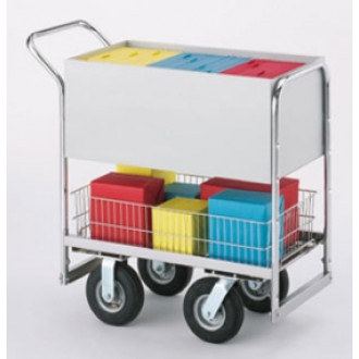 Medium Solid Metal Mail Delivery Cart with 2 Different Wheel Options.