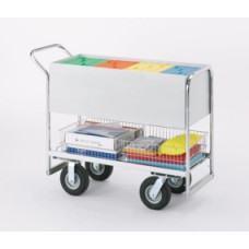 Long Solid Metal Mail Delivery and File Cart with 8" Tires