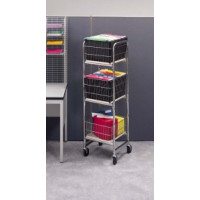 Office and Mail Center Carts Tall Compact Office Mail Distribution and File Cart