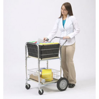 Mail Room and Office Carts Compact Dual Handle Wire Basket Mail Delivery Cart