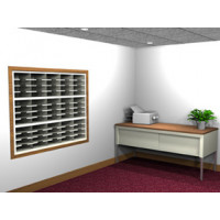 Mail Room Console and Office Organizer 60"W, 60 pocket 12-3/4"D Open Back Sorter with 30" Deep Table.