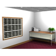 Mail Room Console and Office Organizer 60"W, 60 pocket 12-3/4"D Open Back Sorter with 30" Deep Table.