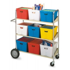 Mail Center Delivery Mail Carts Long, Three Shelf Mobile Bin Mail Distribution Cart