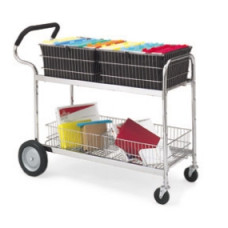 Long Wire Basket Mail Delivery Cart with Cushioned Ergo Handle