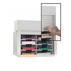 Mailroom Security Roll Down Tambour Door Sorters and Secure Office Organizers - 28"W Security Mail Cabinet, 8 Pockets, 12-3/4" Depths