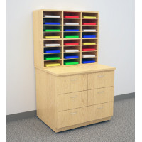 Mailroom Furniture and Office Organizer 24 Pocket Wood Sorter and Cabinet