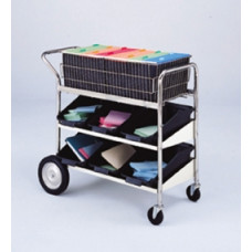 Medium Wire Basket Mail Delivery Cart with Two Lower Shelves