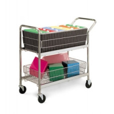 Medium Wire Basket Mail Cart with 4 Swivel Casters
