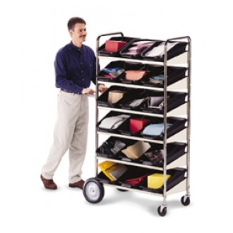 Mail Room and Office Carts Six Shelf Mobile Bin Mail Distribution Cart