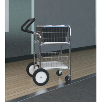 Mail Room and Office Carts Compact Easy Push Handle Wire Basket Mail Cart with Cushion Grip