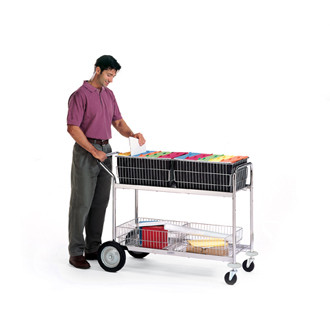 Long Wire Basket Mail Delivery Cart with Front Bumpers
