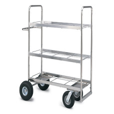 Mail Room and Office Carts Extra Long Triple Decker Frame Mail Cart with Air Tire