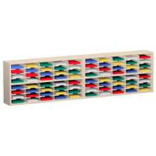 Mail Room Furniture and Office Organizer with 120"W x 15-3/4"D, 80 Pocket Sorter with 11-1/2"W Shelves