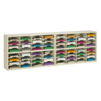 Mail Center Furniture and Office Organizer - 96"W x 15-3/4"D, 64 Pocket Sorter with 11-1/2"W Shelves