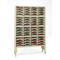 Mail Room Console or Office Organizer 48"W X 12-3/4"D, 64 Pocket Sorter with Riser and 11-1/2"W Shelves