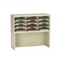 Office Organizer or Mail Room Sorter 36"W x 12-3/4"D, 12 Pocket Sorter with Riser and 11-1/2"W Shelves