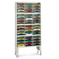 Office Organizer and Mail Room Sorter 36"W x 15-3/4"D, 48 Pocket Sorter with Lower Leg Riser and 11-1/2"W Shelves