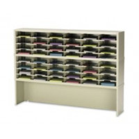 Mail Room Furniture and Office Console 60"W x 12-3/4"D, 48 Pocket Sorter with 9-1/2"W Pockets with Enclosed Riser
