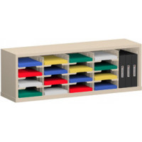 Mail Room Sorter and Office Organizer 48"W x 12-3/4"D, 16 Pocket Sorter with 9-1/2"W Mail Sorting Shelves