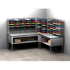 Mail Room Furniture Wire Mail Sorter System, 68 Pockets, Letter Depth Shelf
