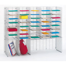 CLOSEOUT ITEM, 60"W X 12"D, Wire Organizer with 42 Sorting Pockets, Letter Depth