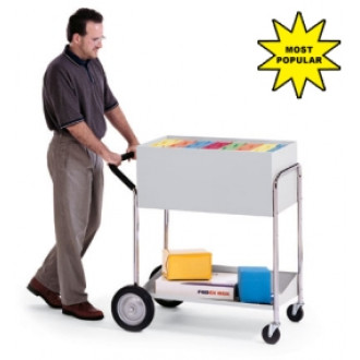 Medium Solid Metal Mail Delivery Cart with 10" Rear Tires