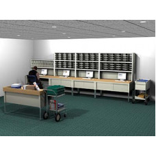 Mail Room Console and Office Organizer 123 Pocket, Legal Depth Sorting Station with Large Mail Dump Table