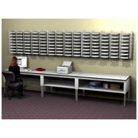 Mail Room Furniture 112 Pocket, Wall Mount Sorter System with Tables, Complete! Legal Depth - FREE Quantity Shipping!
